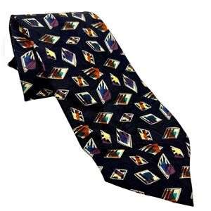 Vintage 90s Men’s Geometric Diamond Design Silk Tie By Today’s Man